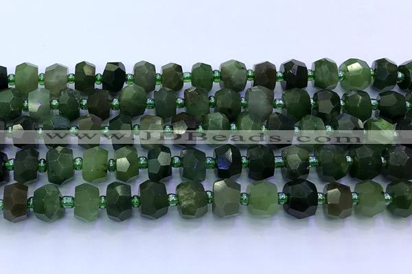 CDJ416 15 inches 6*9mm-7*10mm faceted nuggets Canadian jade beads