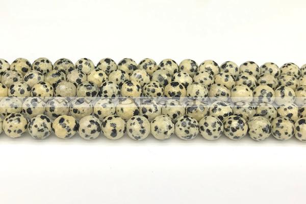 CDM101 15 inches 8mm faceted round dalmatian jasper beads