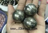 CDN10 30mm round pyrite gemstone decorations wholesale