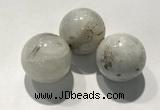 CDN1034 30mm round black rutilated quartz decorations wholesale