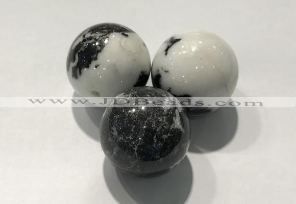 CDN1122 30mm round black & white jasper decorations wholesale