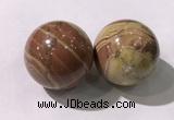 CDN1274 40mm round red picture jasper decorations wholesale