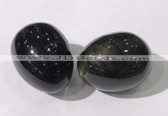 CDN1375 35*45mm egg-shaped golden obsidian decorations wholesale