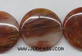 CDQ26 15.5 inches 30mm flat round natural red quartz beads