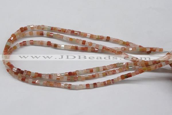 CDQ35 15.5 inches 4*4mm cube natural red quartz beads wholesale