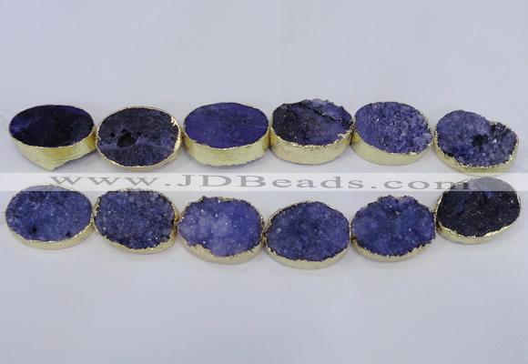 CDQ502 20*30mm - 22*30mm oval druzy quartz beads wholesale