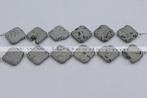 CDQ660 8 inches 25*25mm diamond druzy quartz beads wholesale