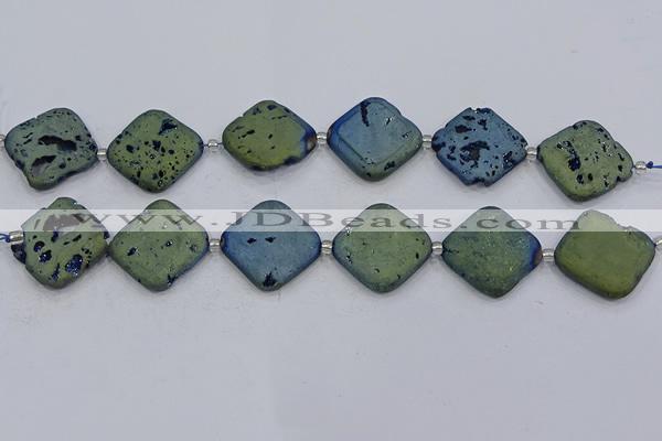 CDQ664 8 inches 25*25mm diamond druzy quartz beads wholesale