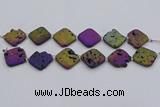 CDQ665 8 inches 25*25mm diamond druzy quartz beads wholesale