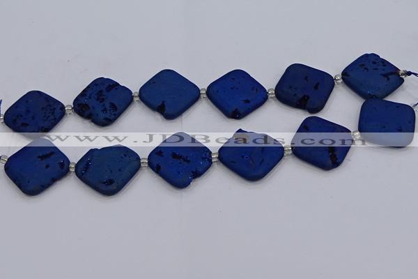 CDQ666 8 inches 25*25mm diamond druzy quartz beads wholesale