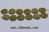 CDQ676 8 inches 30mm flat round druzy quartz beads wholesale