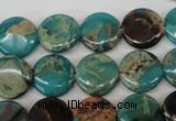 CDS32 15.5 inches 14mm flat round dyed serpentine jasper beads