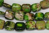 CDT120 15.5 inches 10*10mm square dyed aqua terra jasper beads