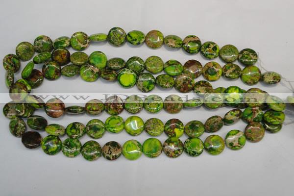 CDT123 15.5 inches 14mm flat round dyed aqua terra jasper beads