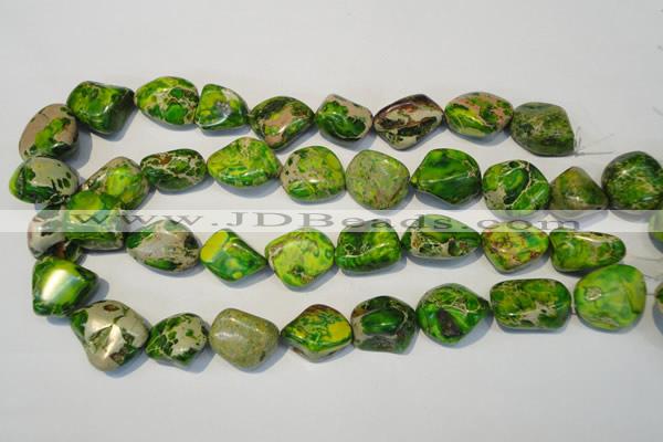 CDT154 15.5 inches 15*20mm nugget dyed aqua terra jasper beads