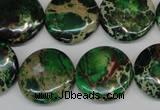 CDT174 15.5 inches 20mm flat round dyed aqua terra jasper beads