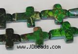 CDT209 15.5 inches 15*20mm cross dyed aqua terra jasper beads