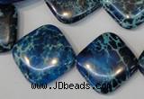 CDT252 15.5 inches 20*20mm diamond dyed aqua terra jasper beads