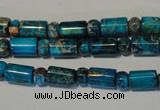 CDT288 15.5 inches 3*6mm rondelle & 6*9mm tube dyed aqua terra jasper beads