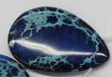 CDT346 Top-drilled 40*60mm flat teardrop dyed aqua terra jasper beads