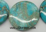 CDT353 15.5 inches 45mm flat round dyed aqua terra jasper beads