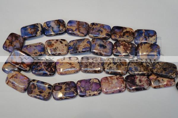 CDT440 15.5 inches 20*30mm rectangle dyed aqua terra jasper beads