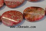 CDT575 15.5 inches 18*25mm twisted oval dyed aqua terra jasper beads