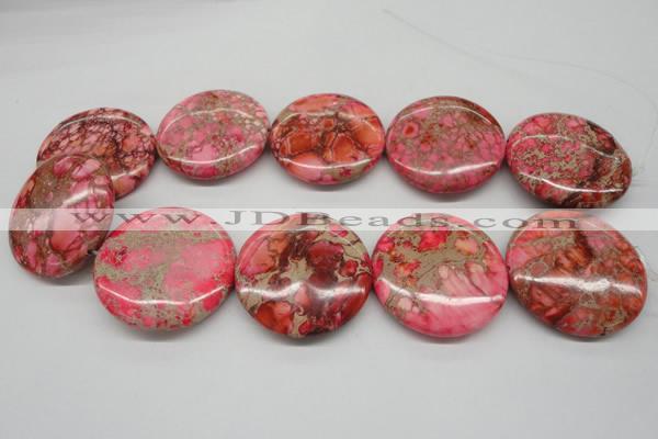 CDT661 15.5 inches 40mm flat round dyed aqua terra jasper beads