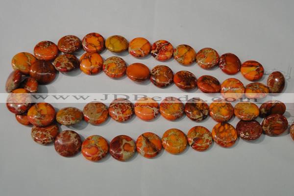 CDT757 15.5 inches 18mm flat round dyed aqua terra jasper beads