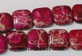 CDT794 15.5 inches 14*14mm square dyed aqua terra jasper beads