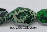 CDT80 15.5 inches 20*30mm faceted nuggets dyed aqua terra jasper beads