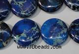 CDT908 15.5 inches 20mm flat round dyed aqua terra jasper beads