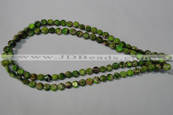 CDT935 15.5 inches 8mm flat round dyed aqua terra jasper beads