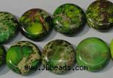 CDT937 15.5 inches 16mm flat round dyed aqua terra jasper beads