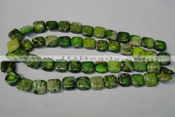 CDT945 15.5 inches 16*16mm square dyed aqua terra jasper beads