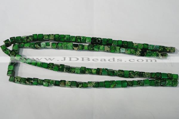 CDT969 15.5 inches 6*6mm cube dyed aqua terra jasper beads