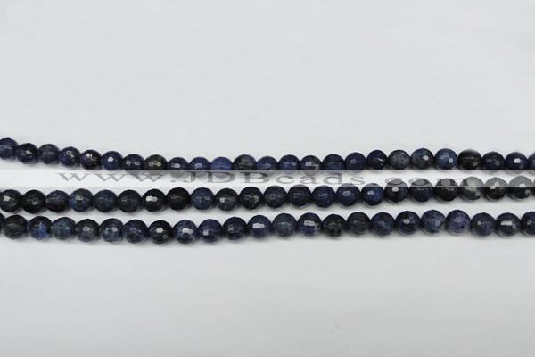 CDU111 15.5 inches 6mm faceted round blue dumortierite beads