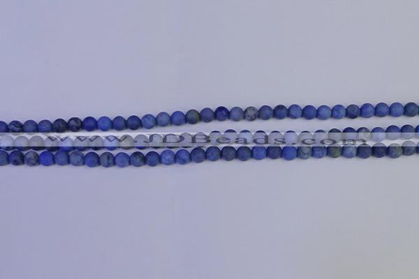 CDU300 15.5 inches 4mm round matte blue dumortierite beads