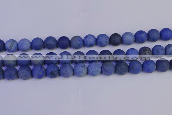 CDU305 15.5 inches 14mm round matte blue dumortierite beads