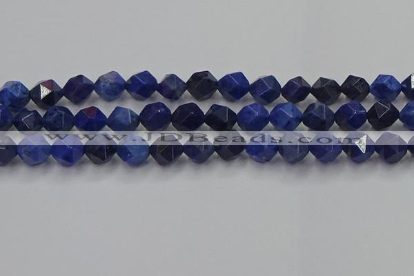 CDU339 15.5 inches 12mm faceted nuggets blue dumortierite beads