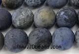 CDU392 15 inches 8mm round matte dumortierite beads