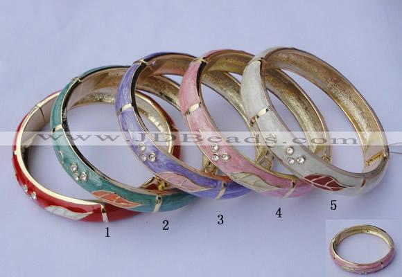 CEB15 5pcs 10mm width gold plated alloy with rhinestone & enamel bangles