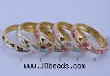 CEB39 5pcs 14mm width gold plated alloy with enamel bangles