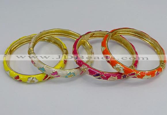 CEB57 7mm width gold plated alloy with enamel bangles wholesale