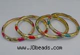 CEB73 6mm width gold plated alloy with enamel bangles wholesale