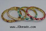 CEB86 7mm width gold plated alloy with enamel bangles wholesale