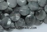 CEE58 15.5 inches 14mm faceted coin eagle eye jasper beads