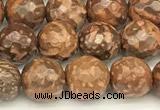 CEJ310 15 inches 6mm faceted round elephant skin jasper beads