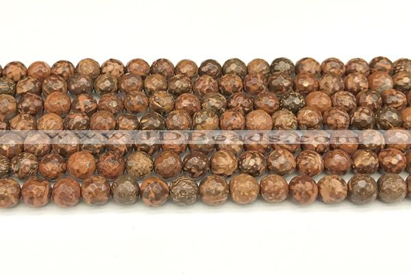 CEJ310 15 inches 6mm faceted round elephant skin jasper beads