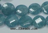 CEQ183 15.5 inches 14mm faceted coin blue sponge quartz beads